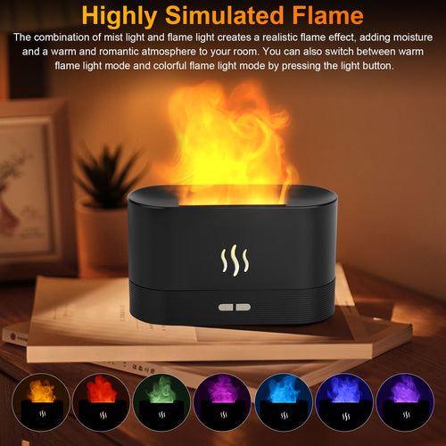 180ml Air Diffuse Essential Oil Humidifier, EEEkit Aroma Mist Diffuser with Fire 7 Color Change LED Light for Office Room